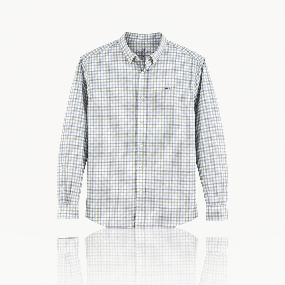 Vineyard Vines Performance Gingham Button Down Shirt Size L, Classic Fit